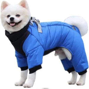 Extra Warm Dog Coat Waterproof Winter Dog Jacket blue (Size-L)