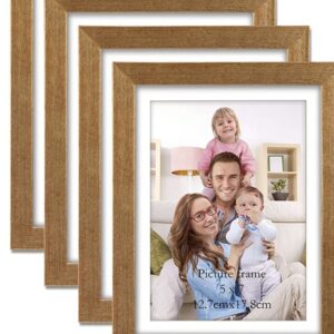 5×7 Picture Frame Set of 4 Antique Gold