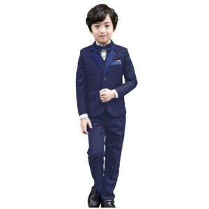 5Pcs Boys blue Suit Tuxedo 3-12 years