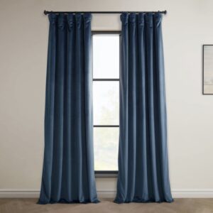 HPD Half Price Drapes VPYC-161270-96 Plush Velvet Curtain (1 Panel), 50 X 96, Avalon Blue