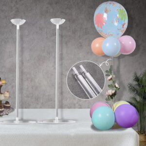 YALLOVE Clear Acrylic Tabletop Balloon Stand Kit, Adjustable Height, 40 CM 2 pack Balloon Stick Holder with Base for Centerpiece Party Decoration