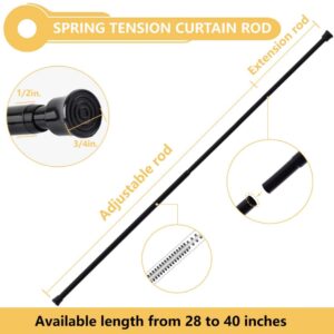 KXLife 2Pcs Spring Tension Curtain Rods 28 to 40 Inch, Small Tension Rod Expandable Adjustable,Window Tension Rods No Drill(Black)